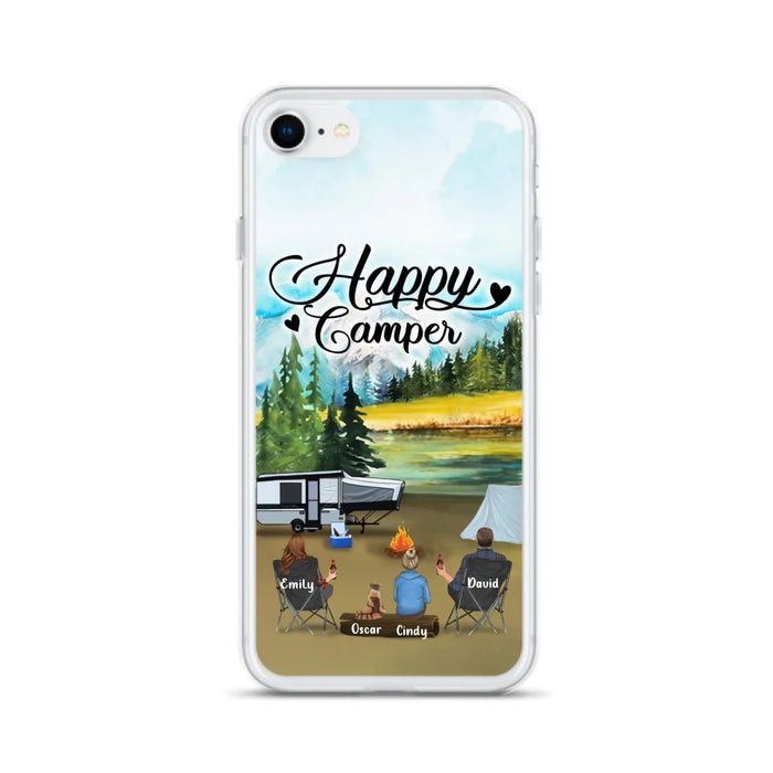 Custom Personalized Camping Phone Case - Parents With 1 Kid And 1 Pet - Best Gift For Family - Happy Camper - Case For iPhone And Samsung