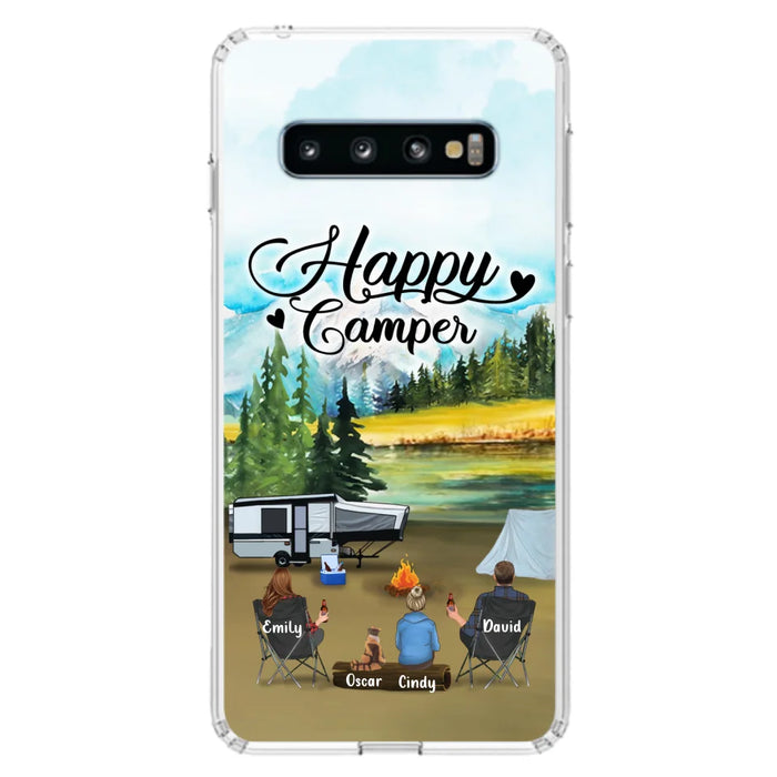 Custom Personalized Camping Phone Case - Parents With 1 Kid And 1 Pet - Best Gift For Family - Happy Camper - Case For iPhone And Samsung