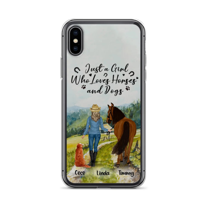 Custom Personalized Horse And Dog Phone Case - Man/ Woman/ Girl/ Boy With Upto 2 Horses And 4 Dogs - Gift For Horse/ Dog Lover - Case For iPhone And Samsung