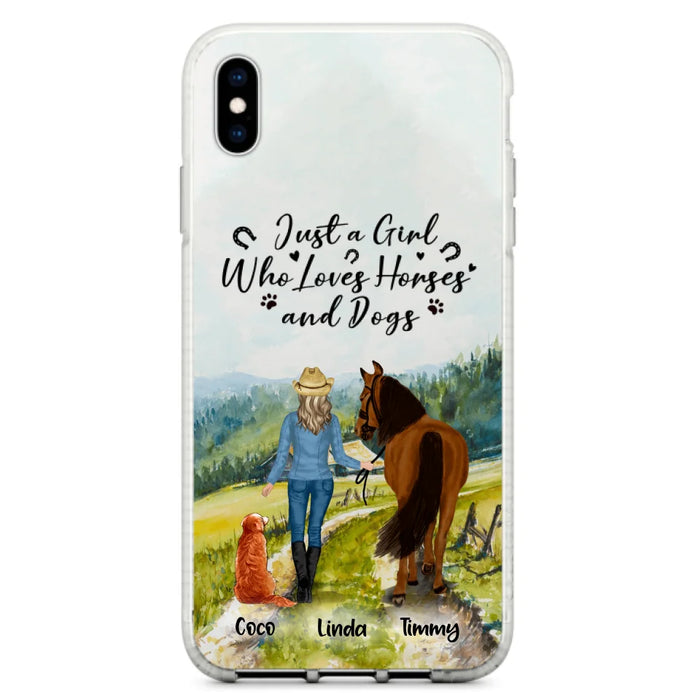 Custom Personalized Horse And Dog Phone Case - Man/ Woman/ Girl/ Boy With Upto 2 Horses And 4 Dogs - Gift For Horse/ Dog Lover - Case For iPhone And Samsung