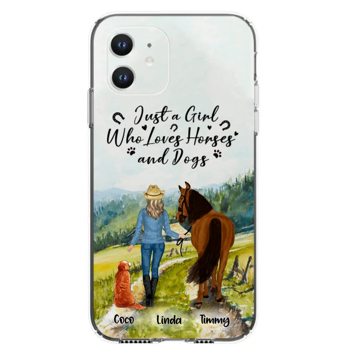 Custom Personalized Horse And Dog Phone Case - Man/ Woman/ Girl/ Boy With Upto 2 Horses And 4 Dogs - Gift For Horse/ Dog Lover - Case For iPhone And Samsung