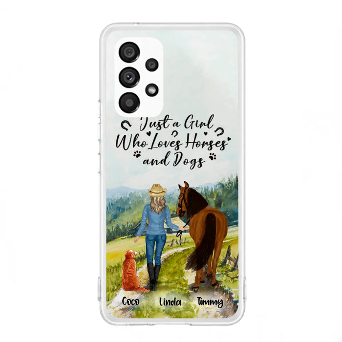 Custom Personalized Horse And Dog Phone Case - Man/ Woman/ Girl/ Boy With Upto 2 Horses And 4 Dogs - Gift For Horse/ Dog Lover - Case For iPhone And Samsung