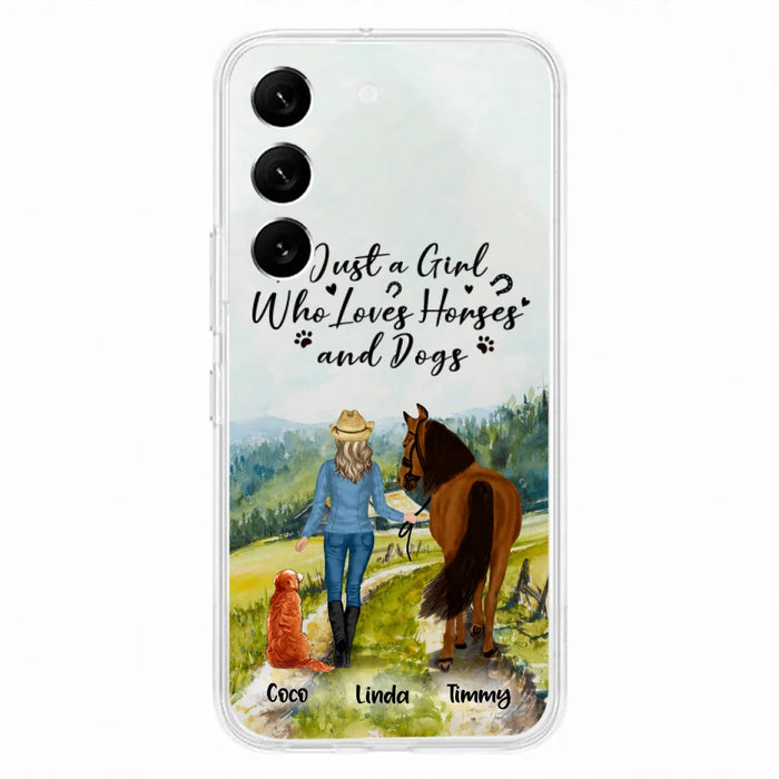 Custom Personalized Horse And Dog Phone Case - Man/ Woman/ Girl/ Boy With Upto 2 Horses And 4 Dogs - Gift For Horse/ Dog Lover - Case For iPhone And Samsung