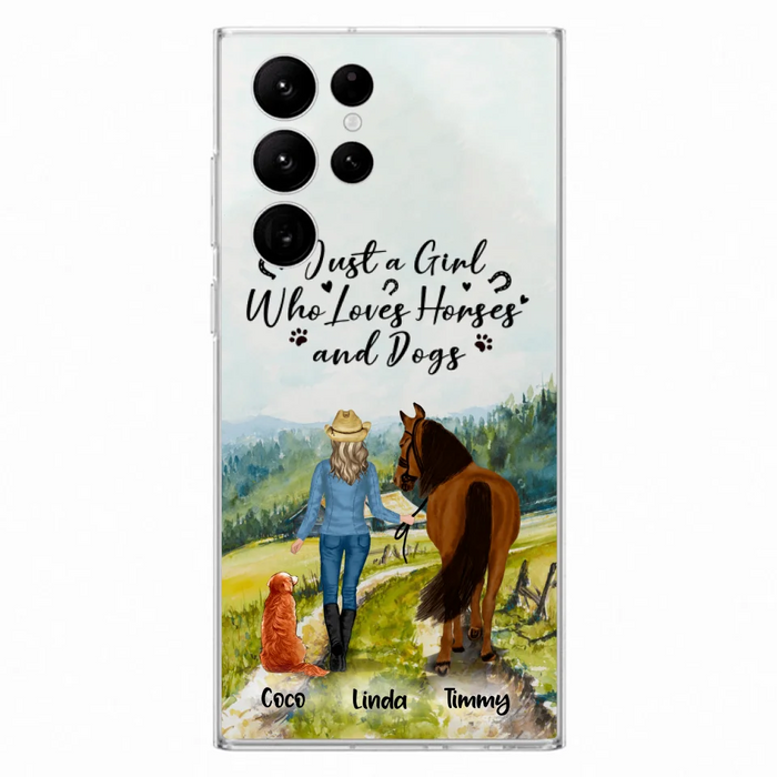 Custom Personalized Horse And Dog Phone Case - Man/ Woman/ Girl/ Boy With Upto 2 Horses And 4 Dogs - Gift For Horse/ Dog Lover - Case For iPhone And Samsung