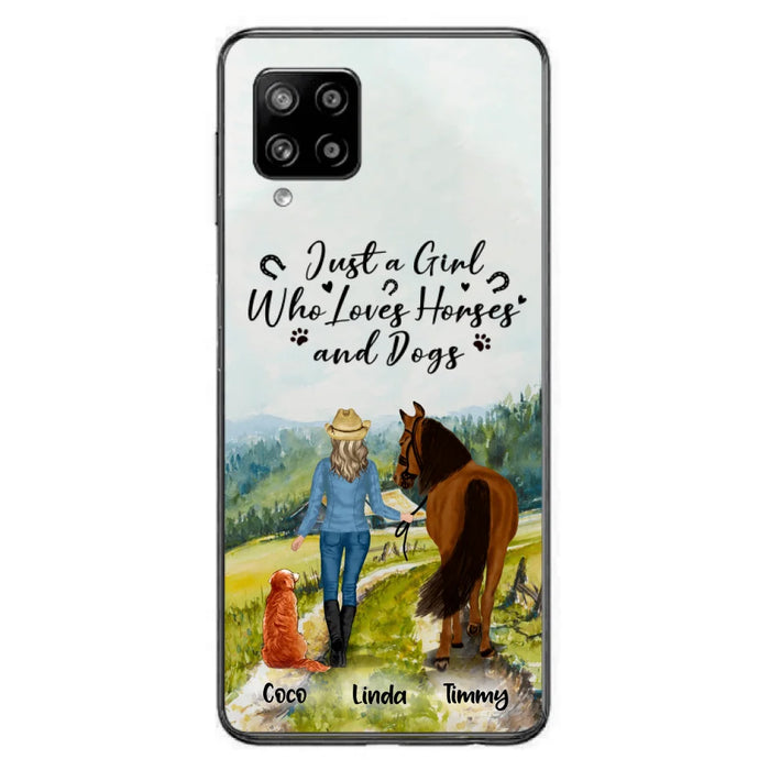 Custom Personalized Horse And Dog Phone Case - Man/ Woman/ Girl/ Boy With Upto 2 Horses And 4 Dogs - Gift For Horse/ Dog Lover - Case For iPhone And Samsung