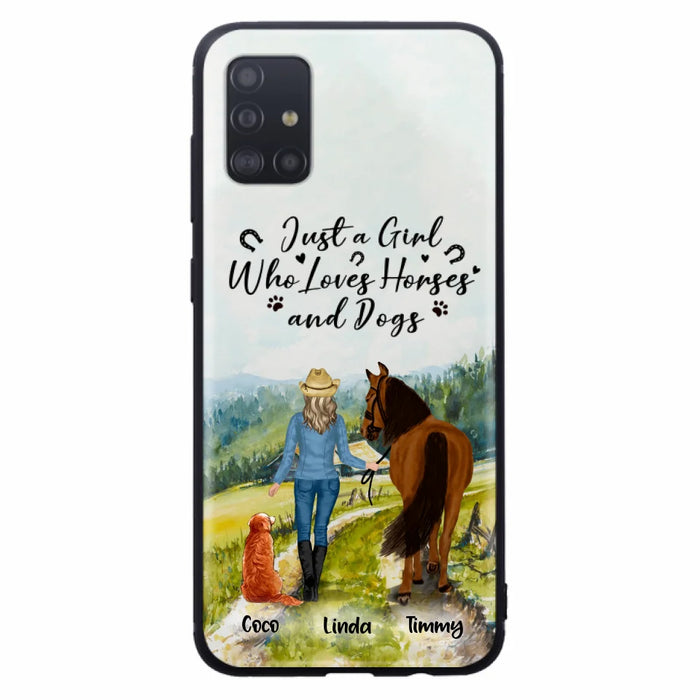 Custom Personalized Horse And Dog Phone Case - Man/ Woman/ Girl/ Boy With Upto 2 Horses And 4 Dogs - Gift For Horse/ Dog Lover - Case For iPhone And Samsung