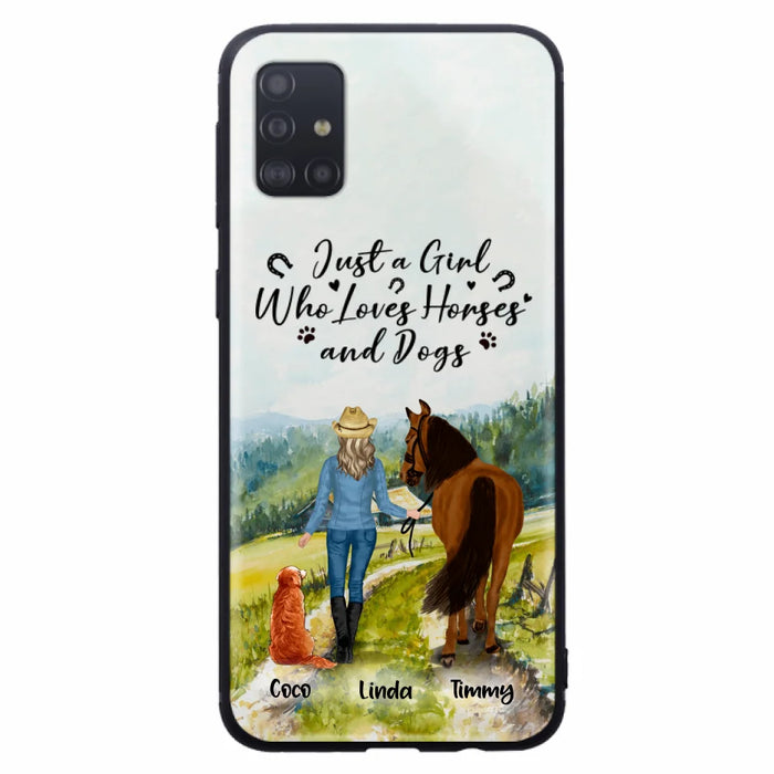 Custom Personalized Horse And Dog Phone Case - Man/ Woman/ Girl/ Boy With Upto 2 Horses And 4 Dogs - Gift For Horse/ Dog Lover - Case For iPhone And Samsung