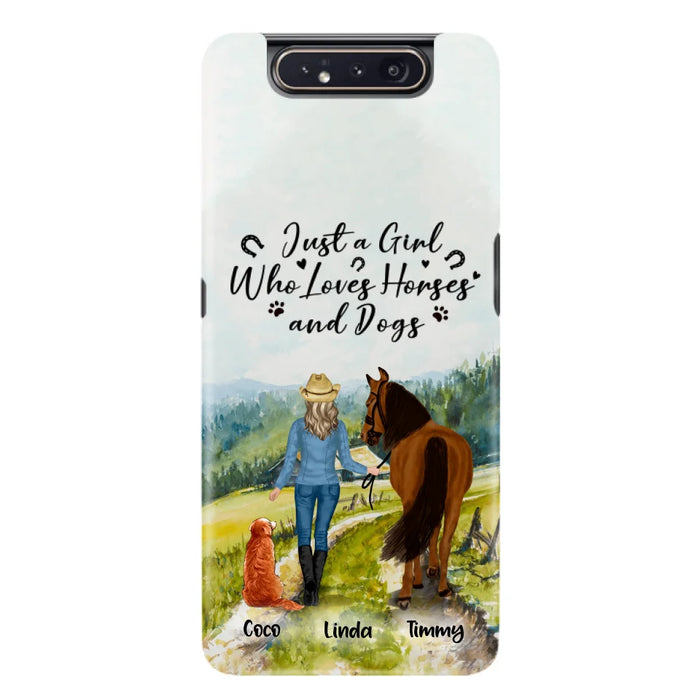 Custom Personalized Horse And Dog Phone Case - Man/ Woman/ Girl/ Boy With Upto 2 Horses And 4 Dogs - Gift For Horse/ Dog Lover - Case For iPhone And Samsung