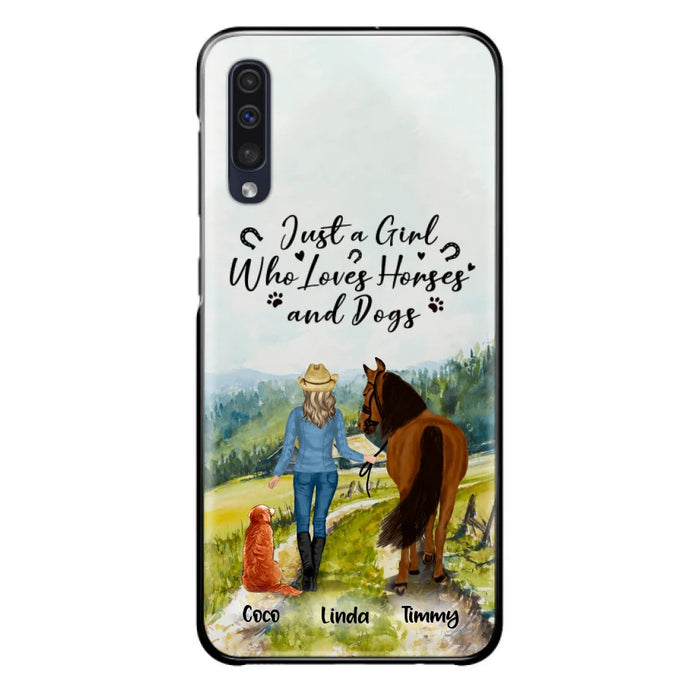 Custom Personalized Horse And Dog Phone Case - Man/ Woman/ Girl/ Boy With Upto 2 Horses And 4 Dogs - Gift For Horse/ Dog Lover - Case For iPhone And Samsung