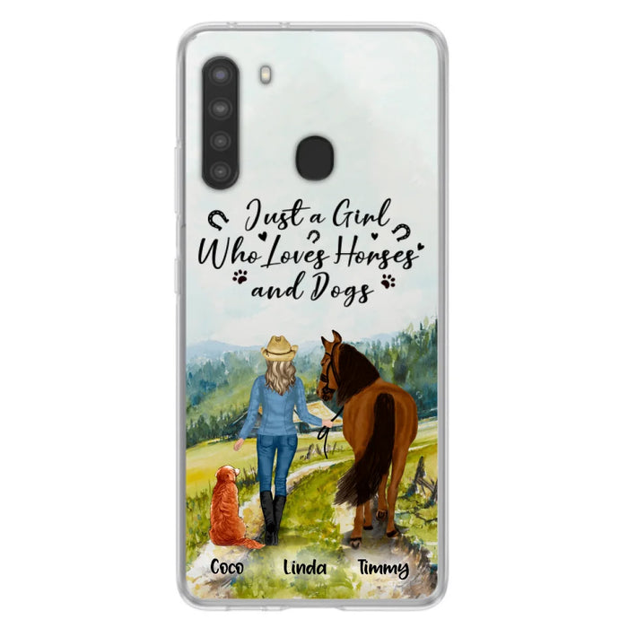 Custom Personalized Horse And Dog Phone Case - Man/ Woman/ Girl/ Boy With Upto 2 Horses And 4 Dogs - Gift For Horse/ Dog Lover - Case For iPhone And Samsung