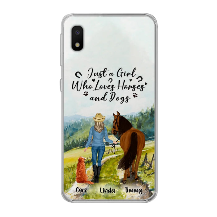 Custom Personalized Horse And Dog Phone Case - Man/ Woman/ Girl/ Boy With Upto 2 Horses And 4 Dogs - Gift For Horse/ Dog Lover - Case For iPhone And Samsung