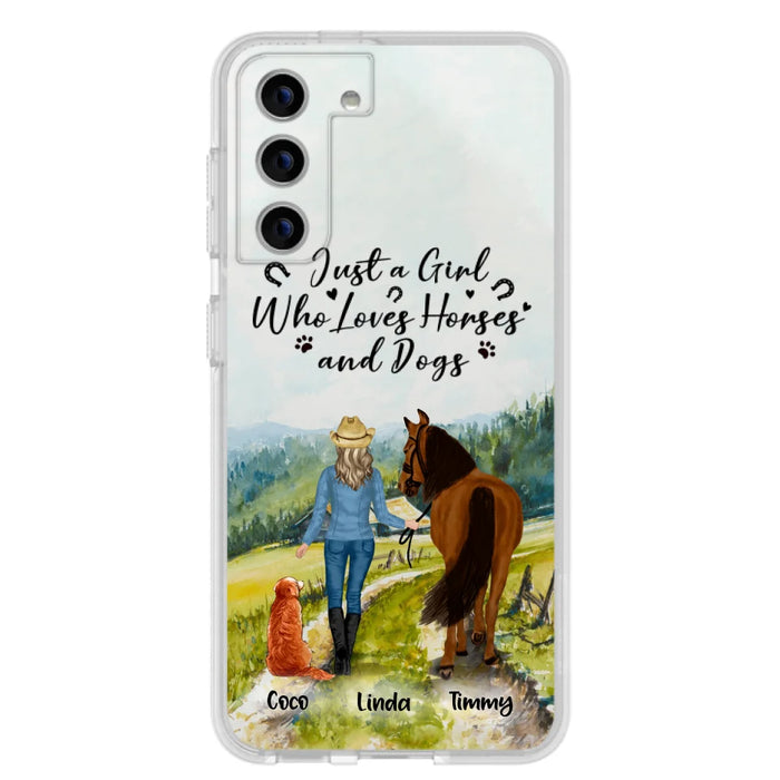 Custom Personalized Horse And Dog Phone Case - Man/ Woman/ Girl/ Boy With Upto 2 Horses And 4 Dogs - Gift For Horse/ Dog Lover - Case For iPhone And Samsung