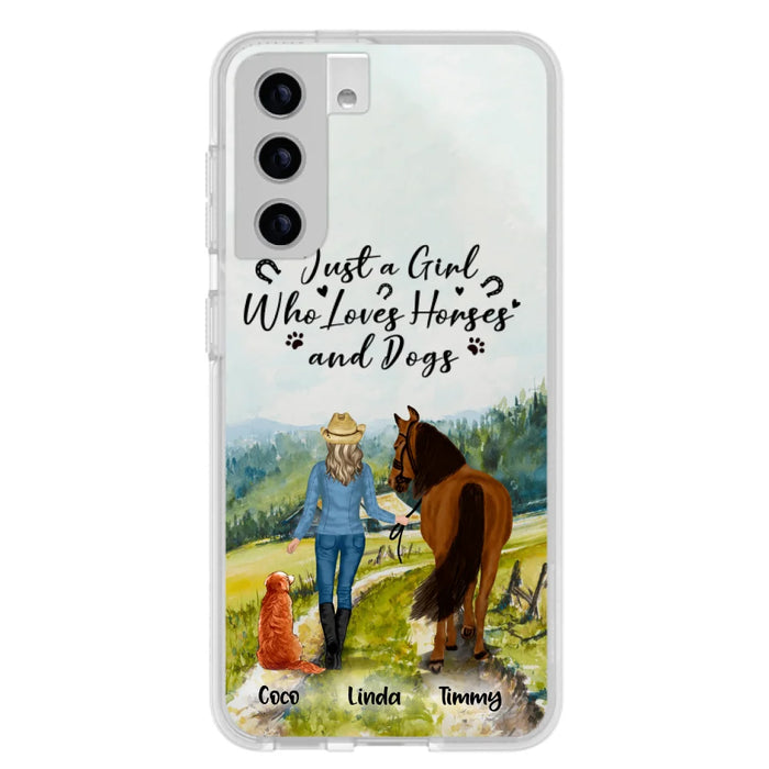 Custom Personalized Horse And Dog Phone Case - Man/ Woman/ Girl/ Boy With Upto 2 Horses And 4 Dogs - Gift For Horse/ Dog Lover - Case For iPhone And Samsung