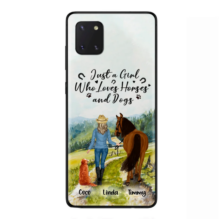 Custom Personalized Horse And Dog Phone Case - Man/ Woman/ Girl/ Boy With Upto 2 Horses And 4 Dogs - Gift For Horse/ Dog Lover - Case For iPhone And Samsung