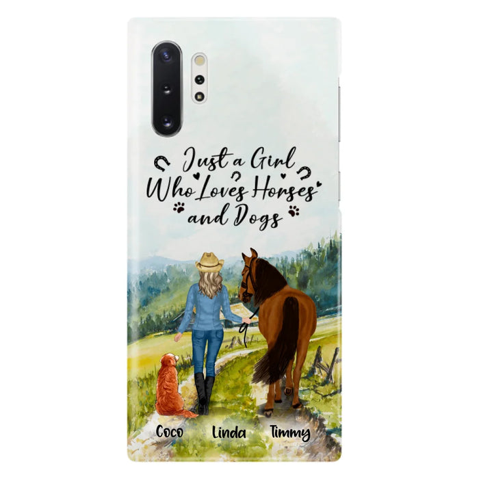 Custom Personalized Horse And Dog Phone Case - Man/ Woman/ Girl/ Boy With Upto 2 Horses And 4 Dogs - Gift For Horse/ Dog Lover - Case For iPhone And Samsung