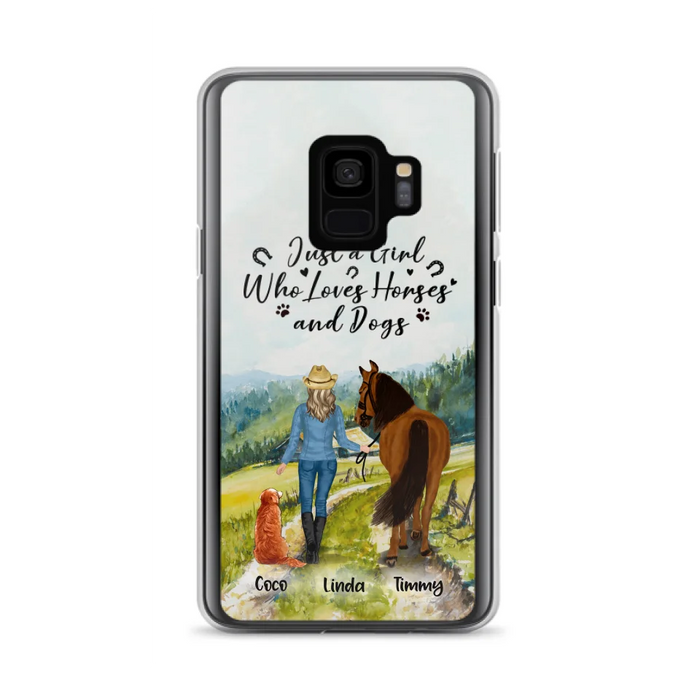 Custom Personalized Horse And Dog Phone Case - Man/ Woman/ Girl/ Boy With Upto 2 Horses And 4 Dogs - Gift For Horse/ Dog Lover - Case For iPhone And Samsung