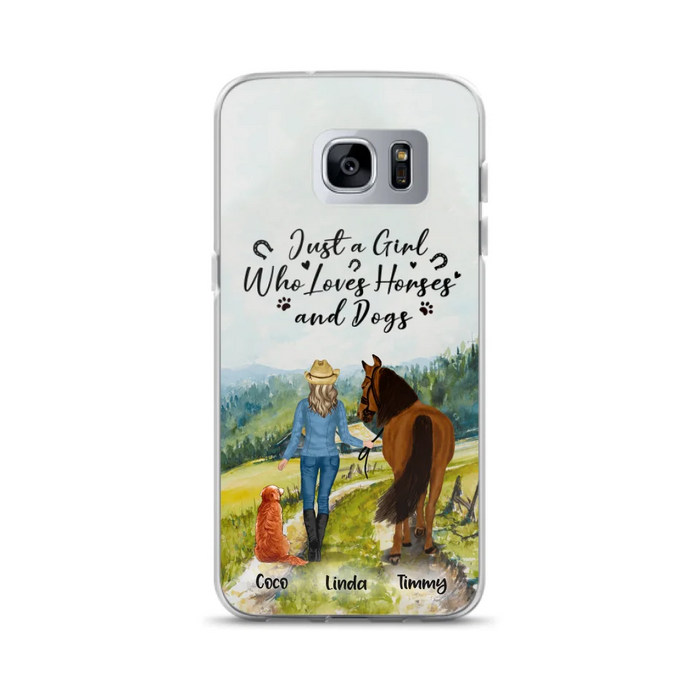 Custom Personalized Horse And Dog Phone Case - Man/ Woman/ Girl/ Boy With Upto 2 Horses And 4 Dogs - Gift For Horse/ Dog Lover - Case For iPhone And Samsung