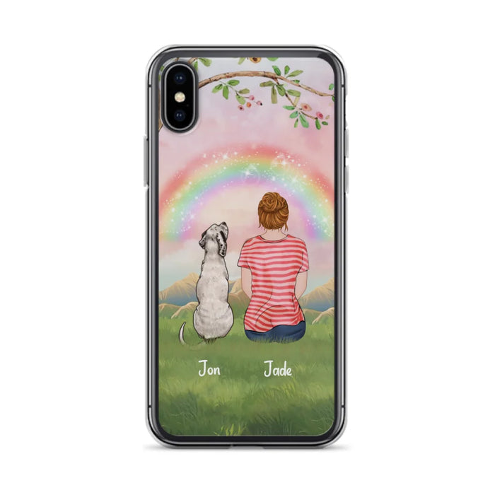 Custom Personalized Dog Mom/Dog Dad Phone Case - Man/Woman/Couple With Upto 4 Dogs - Best Gift Idea For Dog Lovers - Case For iPhone, Samsung and Xiaomi