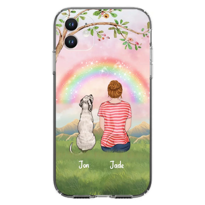 Custom Personalized Dog Mom/Dog Dad Phone Case - Man/Woman/Couple With Upto 4 Dogs - Best Gift Idea For Dog Lovers - Case For iPhone, Samsung and Xiaomi