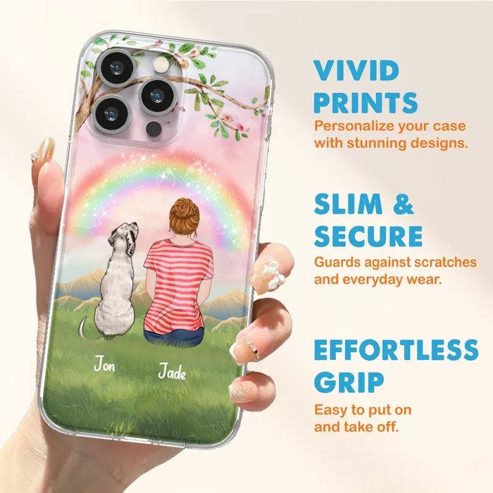 Custom Personalized Dog Mom/Dog Dad Phone Case - Man/Woman/Couple With Upto 4 Dogs - Best Gift Idea For Dog Lovers - Case For iPhone, Samsung and Xiaomi