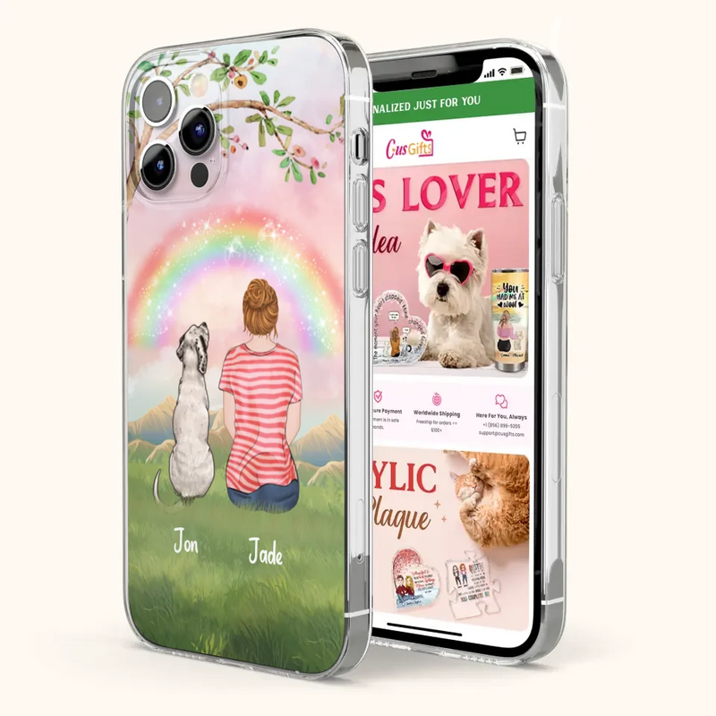 Custom Personalized Dog Mom/Dog Dad Phone Case - Man/Woman/Couple With Upto 4 Dogs - Best Gift Idea For Dog Lovers - Case For iPhone, Samsung and Xiaomi