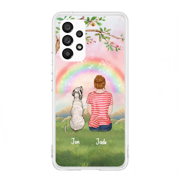 Custom Personalized Dog Mom/Dog Dad Phone Case - Man/Woman/Couple With Upto 4 Dogs - Best Gift Idea For Dog Lovers - Case For iPhone, Samsung and Xiaomi