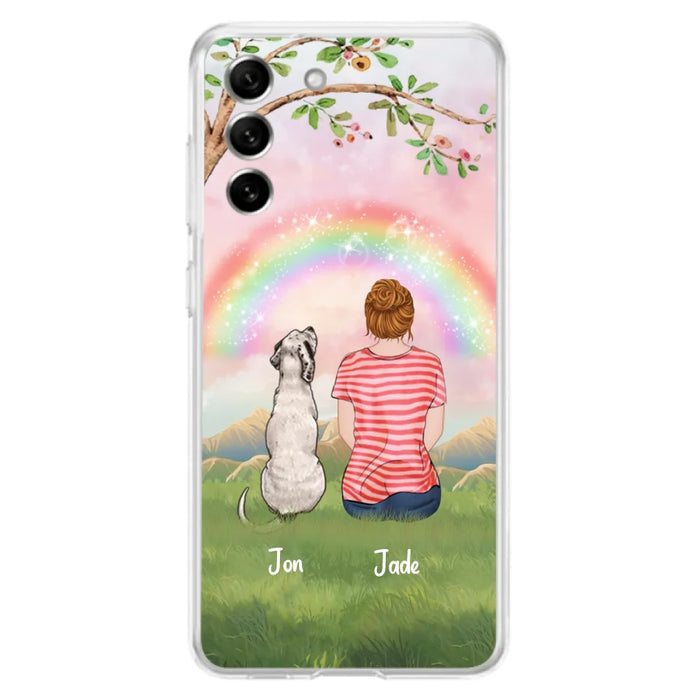 Custom Personalized Dog Mom/Dog Dad Phone Case - Man/Woman/Couple With Upto 4 Dogs - Best Gift Idea For Dog Lovers - Case For iPhone, Samsung and Xiaomi