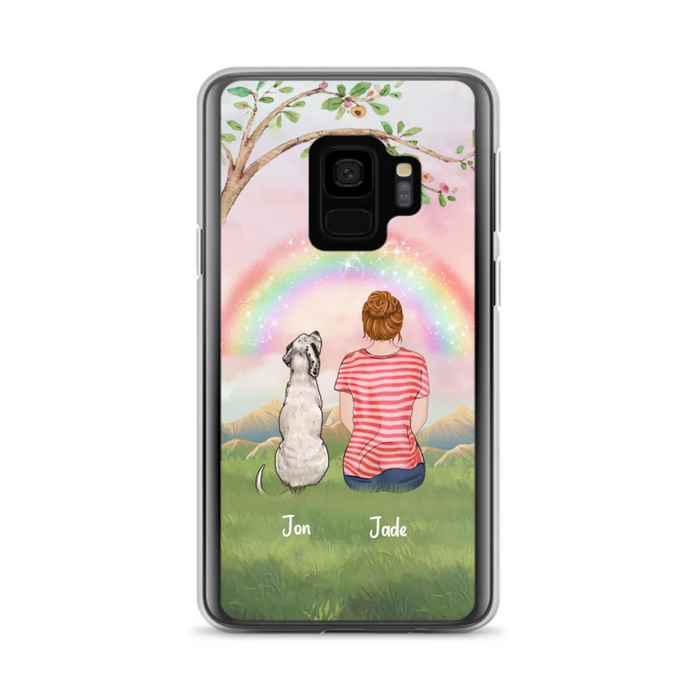 Custom Personalized Dog Mom/Dog Dad Phone Case - Man/Woman/Couple With Upto 4 Dogs - Best Gift Idea For Dog Lovers - Case For iPhone, Samsung and Xiaomi