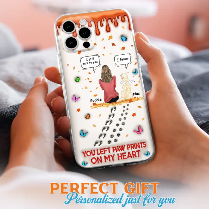 Custom Personalized Memorial Dog Phone Case - Memorial Gift Idea For Pet Lover - Case For iPhone/ Samsung - You Left Paw Prints On My Heart