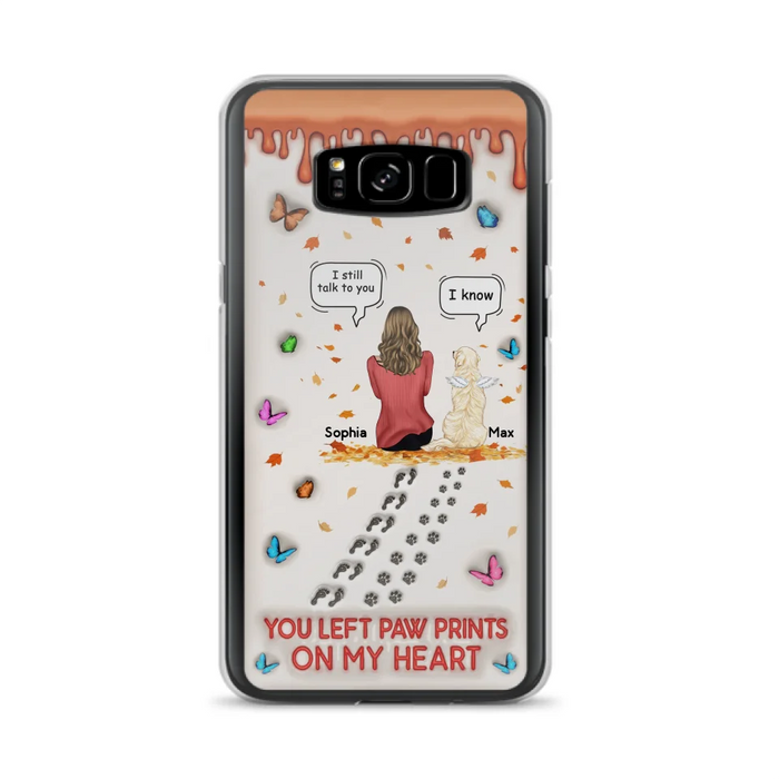 Custom Personalized Memorial Dog Phone Case - Memorial Gift Idea For Pet Lover - Case For iPhone/ Samsung - You Left Paw Prints On My Heart