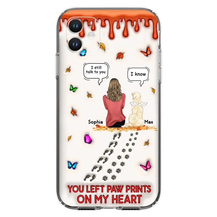 Custom Personalized Memorial Dog Phone Case - Memorial Gift Idea For Dog/Cat Lover - Case For iPhone/ Samsung - You Left Paw Prints On My Heart