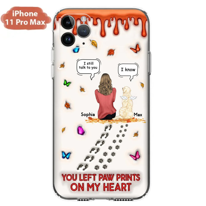 Custom Personalized Memorial Dog Phone Case - Memorial Gift Idea For Dog/Cat Lover - Case For iPhone/ Samsung - You Left Paw Prints On My Heart