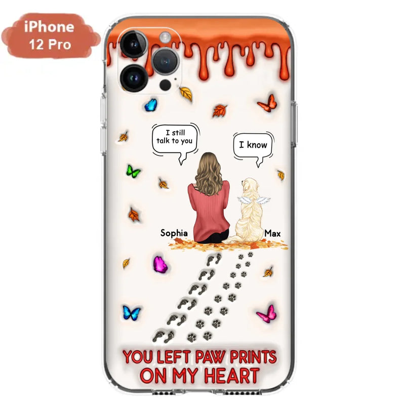 Personalized Memorial Dog Phone Case - Memorial Gift Idea For Dog/Cat Lover - Case For iPhone/Samsung - You Left Paw Prints On My Heart