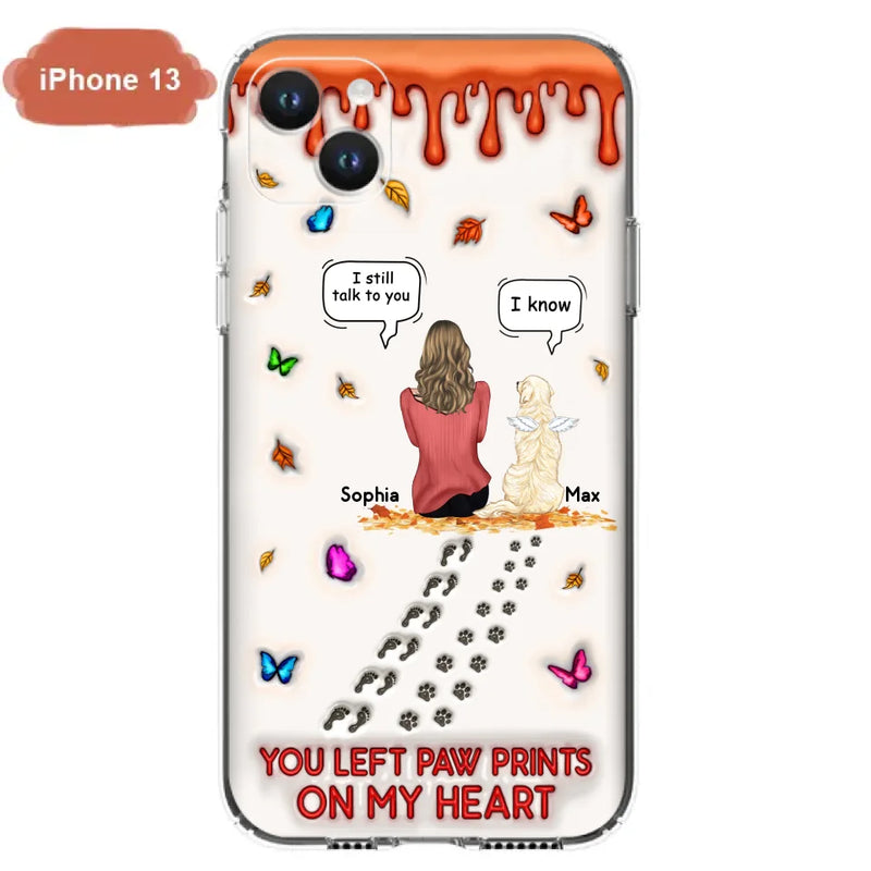 Personalized Memorial Dog Phone Case - Memorial Gift Idea For Dog/Cat Lover - Case For iPhone/Samsung - You Left Paw Prints On My Heart