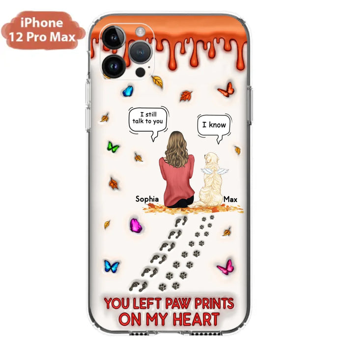 Custom Personalized Memorial Dog Phone Case - Memorial Gift Idea For Dog/Cat Lover - Case For iPhone/ Samsung - You Left Paw Prints On My Heart