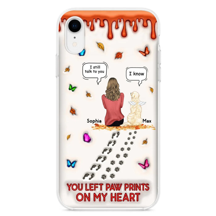 Custom Personalized Memorial Dog Phone Case - Memorial Gift Idea For Dog/Cat Lover - Case For iPhone/ Samsung - You Left Paw Prints On My Heart