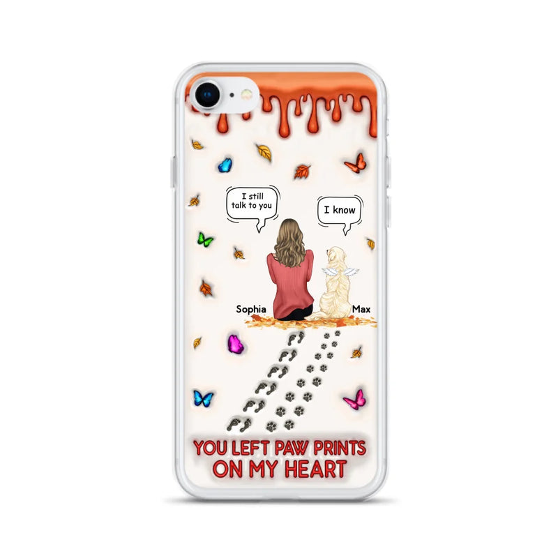 Personalized Memorial Dog Phone Case - Memorial Gift Idea For Dog/Cat Lover - Case For iPhone/Samsung - You Left Paw Prints On My Heart