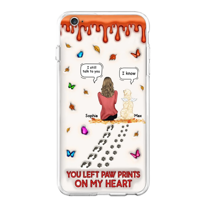 Custom Personalized Memorial Dog Phone Case - Memorial Gift Idea For Dog/Cat Lover - Case For iPhone/ Samsung - You Left Paw Prints On My Heart