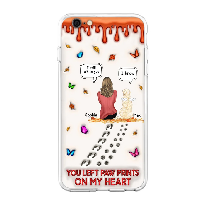 Custom Personalized Memorial Dog Phone Case - Memorial Gift Idea For Dog/Cat Lover - Case For iPhone/ Samsung - You Left Paw Prints On My Heart