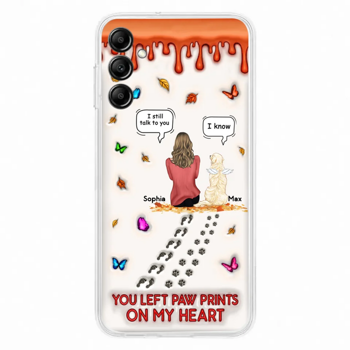 Custom Personalized Memorial Dog Phone Case - Memorial Gift Idea For Dog/Cat Lover - Case For iPhone/ Samsung - You Left Paw Prints On My Heart