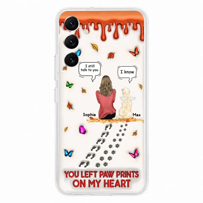 Custom Personalized Memorial Dog Phone Case - Memorial Gift Idea For Dog/Cat Lover - Case For iPhone/ Samsung - You Left Paw Prints On My Heart