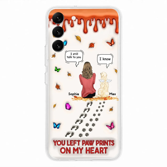 Custom Personalized Memorial Dog Phone Case - Memorial Gift Idea For Dog/Cat Lover - Case For iPhone/ Samsung - You Left Paw Prints On My Heart