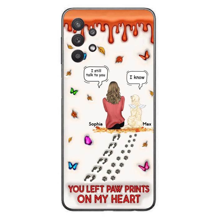 Custom Personalized Memorial Dog Phone Case - Memorial Gift Idea For Dog/Cat Lover - Case For iPhone/ Samsung - You Left Paw Prints On My Heart