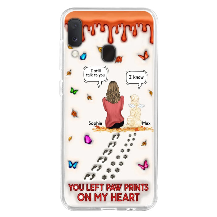 Custom Personalized Memorial Dog Phone Case - Memorial Gift Idea For Dog/Cat Lover - Case For iPhone/ Samsung - You Left Paw Prints On My Heart