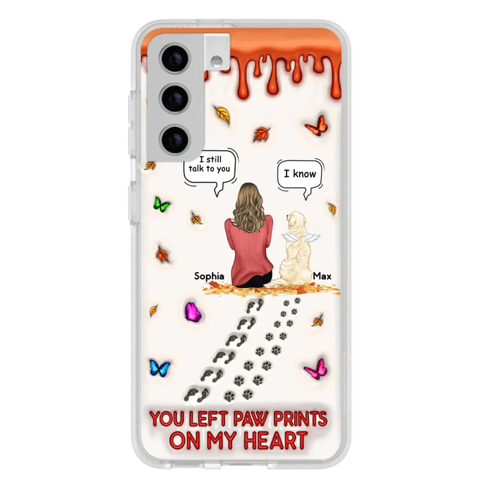 Custom Personalized Memorial Dog Phone Case - Memorial Gift Idea For Dog/Cat Lover - Case For iPhone/ Samsung - You Left Paw Prints On My Heart