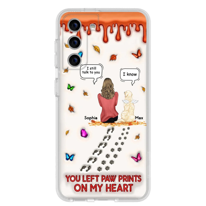 Custom Personalized Memorial Dog Phone Case - Memorial Gift Idea For Dog/Cat Lover - Case For iPhone/ Samsung - You Left Paw Prints On My Heart