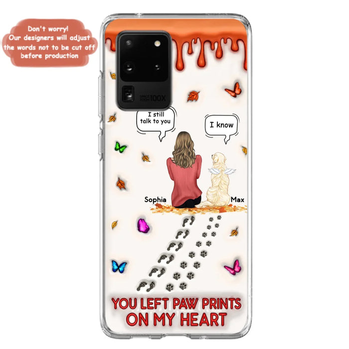 Custom Personalized Memorial Dog Phone Case - Memorial Gift Idea For Dog/Cat Lover - Case For iPhone/ Samsung - You Left Paw Prints On My Heart