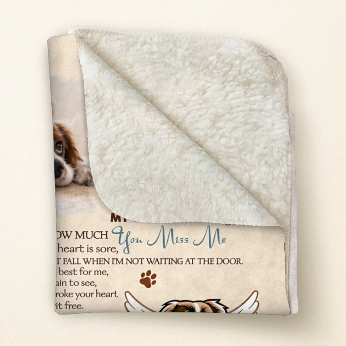 Custom Personalized Memorial Quilt/ Fleece Throw Blanket - Memorial Gift Idea For Dog Lover - Waiting At The Door