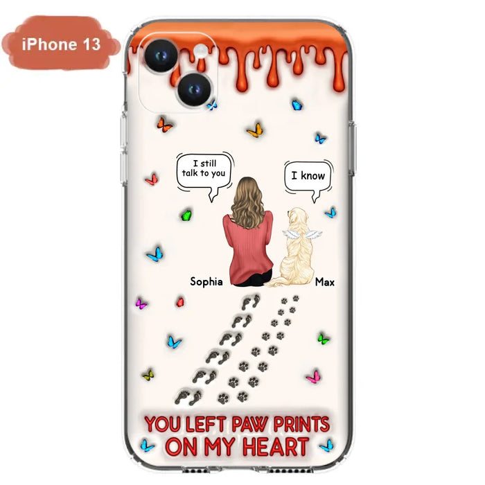 Custom Personalized Memorial Pet Phone Case - Memorial Gift Idea For Pet Owner - Case For iPhone/ Samsung - You Left Paw Prints On My Heart