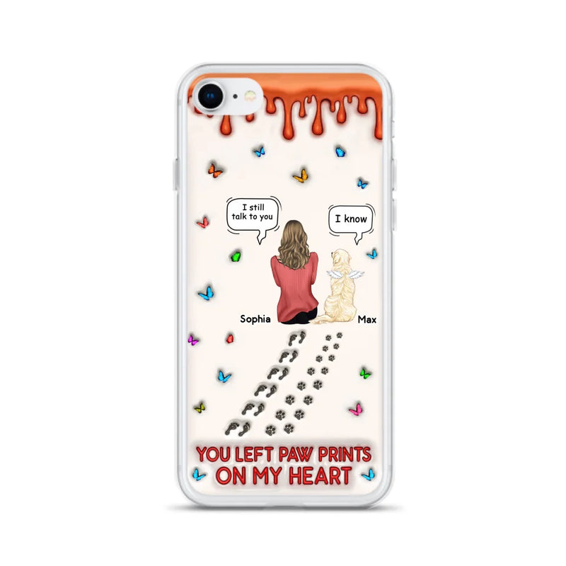 Custom Personalized Memorial Pet Phone Case - Memorial Gift Idea For Pet Owner - Case For iPhone/ Samsung - You Left Paw Prints On My Heart